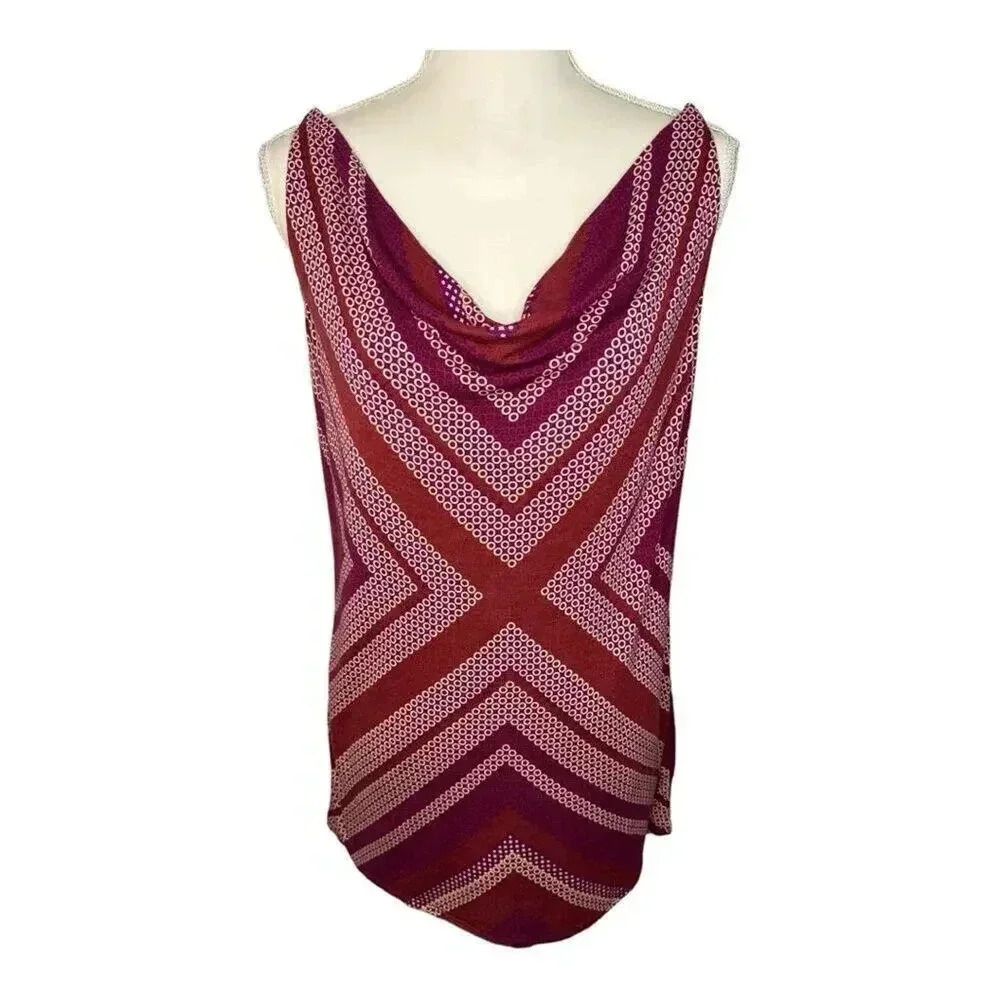 Cabi Women's Small Geometric Dot Print Drape Tank Top Multicolor Sleeveless